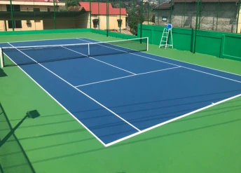 Sơn sân tennis 6 lớp có Sơn Cao Su Chống Nứt CUSHION MIXSPORTS trên nền ciment.
