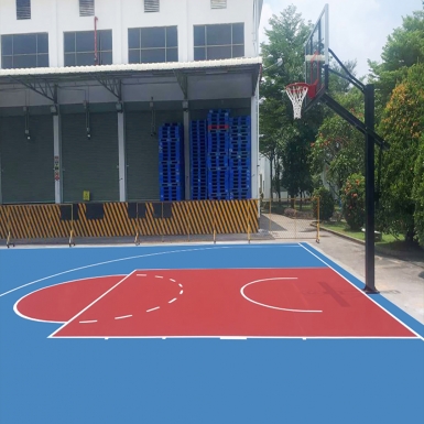sơn lại sân bóng rổ với 2 lớp sơn cao su novasports usa
