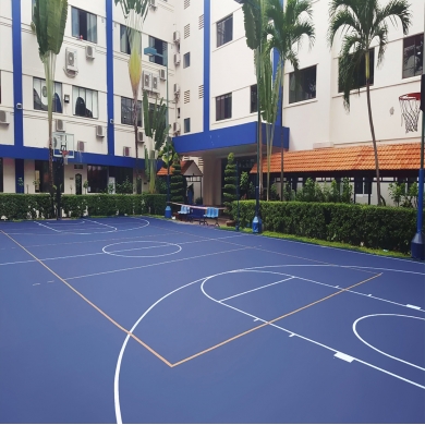 sơn sân bóng rổ với 4 lớp sơn cao su nền nhựa cũ   sơn pu novasports usa