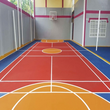 sơn sân bóng rổ với 5 lớp sơn cao su novasports nền sân nhựa cũ