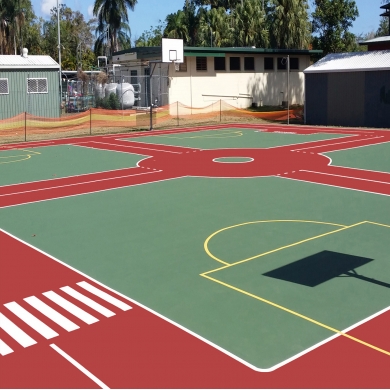 sơn sân bóng rổ với 5 lớp sơn cao su novasports nền bê tông cũ