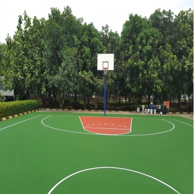 xây dựng mới sân bóng rổ với 1 rổ chuẩn   nền nhựa   sơn cao su pu novasports usa