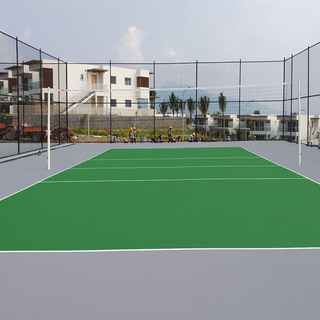 Sơn sân bóng chuyền với 2 lớp sơn NOVASPORTS USA trên nền nhựa | Thi công  sân pickleball